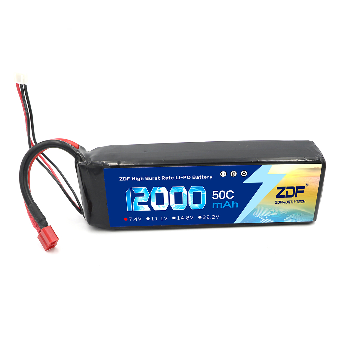 ZDF 7.4V Lipo 12000 mAh 50C 2S - Drone Rc Truck 评论和价格