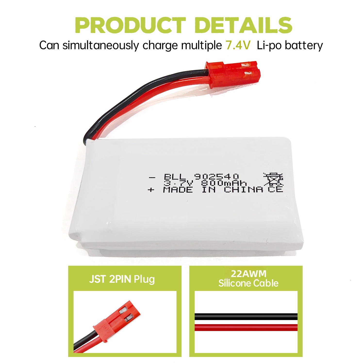 5PCS 3.7V 800mAh 30C Lipo Batt - Drone Mjx Rc 评论和价格